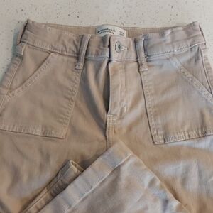 abercrombie kids Beige High-Rise Wide Leg Pants